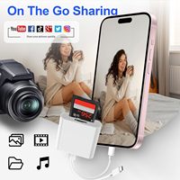 Pembaca Kartu SD untuk IPhone/iPad/Laptop USBC USB-C untuk Antarmuka Ganda Kartu SD/TF/SIM Plug Play Adaptor Digital