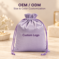 Sacs à cordon en satin cristal avec logo imprimé personnalisé, vente en gros, emballages pour bijoux, pochettes de rangement pour cosmétiques, sacs cadeaux OEM ODM