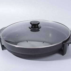 CUISINIÈRE À PIZZA ÉLECTRIQUE 34CM COUVERCLE EN VERRE CUISSON <span class=keywords><strong>PAELLA</strong></span> MULTI FRITEUSE PLAQUE ANTIADHÉSIF - Product Image 1