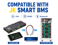 Kit de batterie LiFePO4 DIY 16S 48V en stock UE avec BMS JK V19, disjoncteur 200A 250A et écran LCD 4,3 pouces pour cellules 280Ah 314Ah, stockage solaire domestique 16kWh
