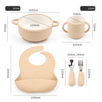 Lot de 6 pièces personnalisées en silicone et céramique pour bébé, sans BPA, comprenant assiette, bols, bavoir, cuillère et fourchette
