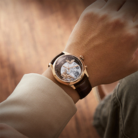 Montre mécanique de luxe pour homme Lucky Harvey, tourbillon squelette, étanche, lumineuse, à remontage automatique, bracelet en cuir, étanche ZLS504