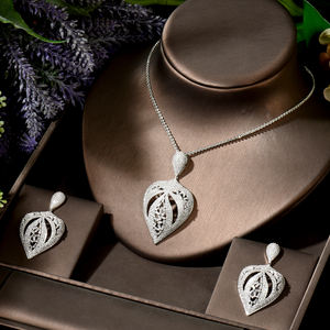 Hibide แฟชั่นหรูหราหยดน้ำ CZ zircon สร้อยคอแต่งงานต่างหูชุดเครื่องประดับสำหรับผู้หญิงสร้อยคอ N-1885ของผู้หญิงแอฟริกัน - Product Image 1