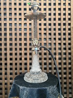 Chicha de luxe de style européen, givrée, avec motif double tête de lion en relief, grande taille 65 cm, en alliage d'aluminium et résine
