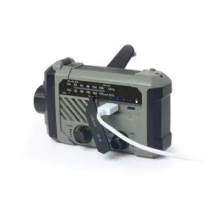 2000mAh 충전식 파워 뱅크가있는 휴대용 비상 핸드 전원 라디오