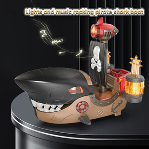 <span class=keywords><strong>Bateau</strong></span> <span class=keywords><strong>pirate</strong></span> <span class=keywords><strong>requin</strong></span> 2-en-1 lumineux et électrique avec mât oscillant, projecteur rouge, rotation automatique, jouet musical LED pour enfants - Product Image 5