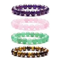 Feng Shui Rose Quartz Jade Stone Bead Bracelets for Men
