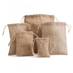 Sacs en jute naturels en gros pour cadeaux de fête, petits sacs en toile de jute - Product Image 2