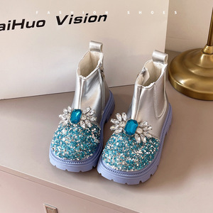 Sequined Glitter Rhinestone Kids Girls Boots Silver Comfortable Kids Boots Girls Princess Boots for Kids Girl - Product Image 4