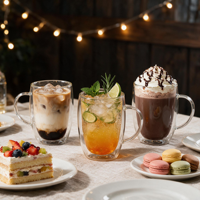 EX-02 Vente en gros 12oz 350ml Tasse à café en verre borosilicate Latte Thé glacé Verres à double paroi Tasses à café Mugs Tasses avec poignée