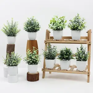 Mydays Wholesale OEM/ODM Artificial Mini Potted Plants Fake Sprayed Eucalyptus Plant In Pots House Plants For Home Office