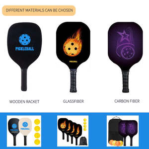 Pagaie de pickleball en fibre de verre avec LOGO personnalisé Jeu de pagaies de pickleball en fibre de carbone 2 raquettes 4 balles 1 sac Pagaie de pickleball - Product Image 3