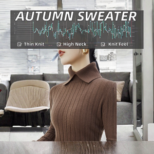 Pull en tricot fin à col roulé pour femme, décontracté, à manches longues, coupe ajustée, automne, vente en gros d'usine RL - Product Image 2