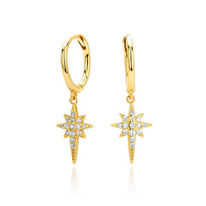 Boucles d'oreilles pendantes en argent 925 pour femme, motif étoile du Nord, en argent sterling S925, zircon, bijoux fins, cadeau pour femme, à porter au quotidien ou en soirée - Product Image 1