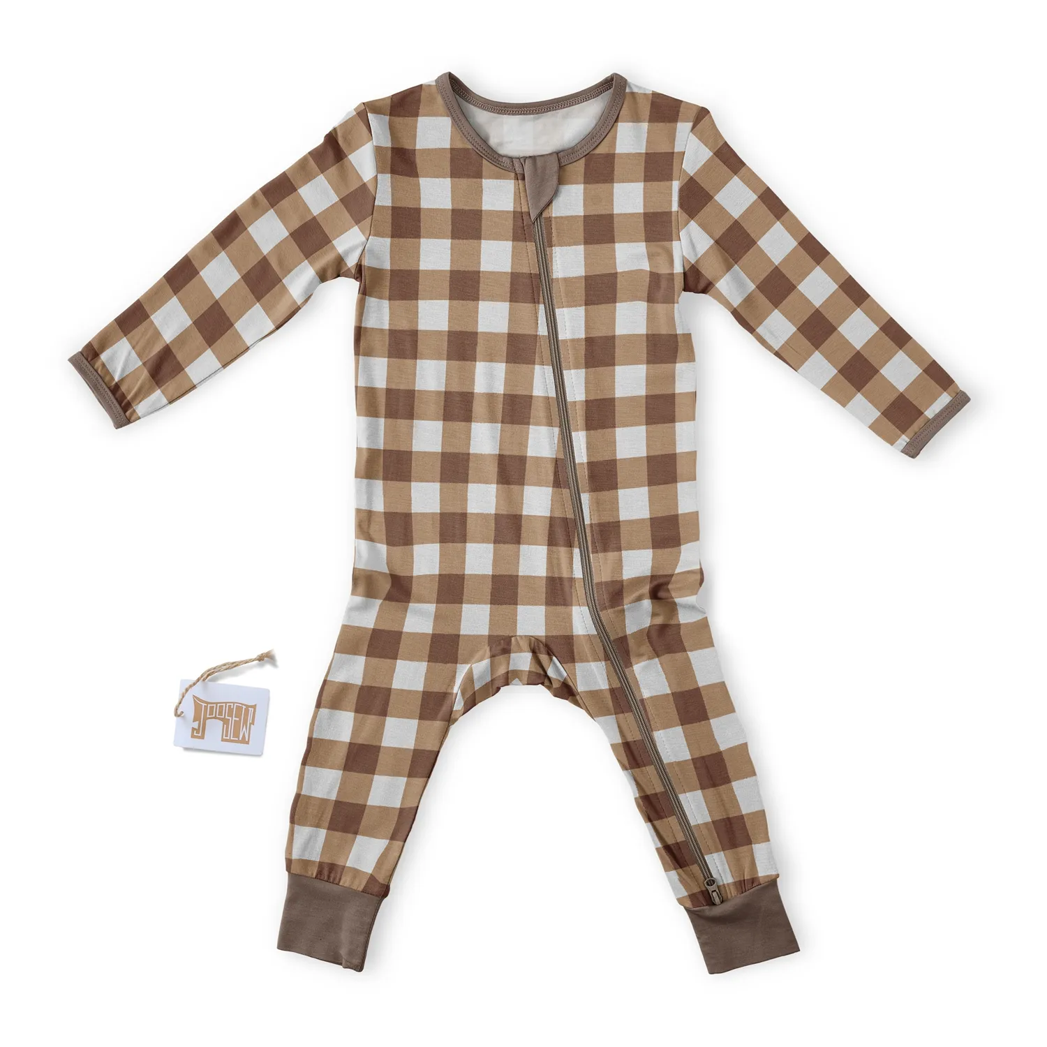 Small batch wholesale custom plaid printing baby super cute clothes knitted bamboo long sleeve newborn bodysuit