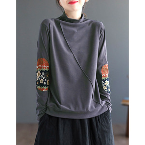 Merlad Style Long Sleeve Turtleneck <b>Top</b> With <b>Patchwork</b> Design For Women Soft Knit Base Layer 2025 Trend - Product Image 2