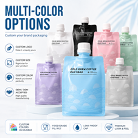 Pochettes Doypack noires imprimées sur mesure avec bec verseur pour jus, sachets alimentaires jetables avec bec verseur, emballage liquide en PE, pochettes verticales pour lait et chewing-gum