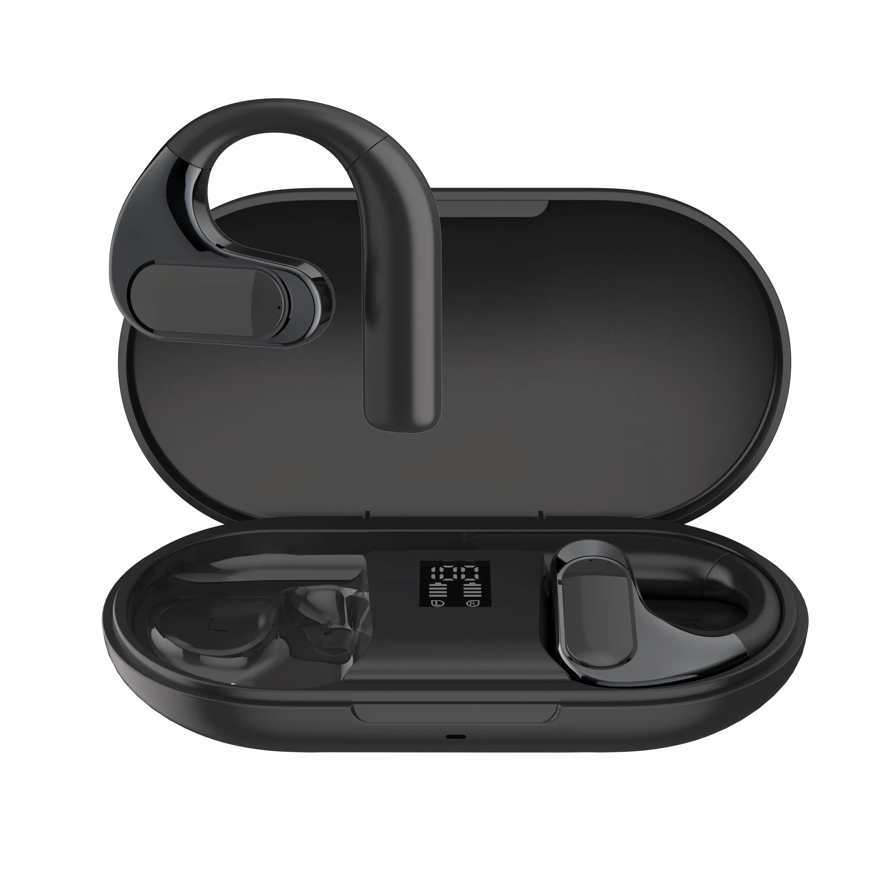 Açık kulak Bluetooth 5. LED pil göstergesi ile 4 kablosuz kulaklık Premium bas ses kulaklıklar