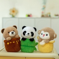 Juguetes de Peluche de Animales Ocultos en Frutas y Verduras, Mini Peluches de Panda, Conejo, Mono, Pollito y Ardilla para Decoración de Escritorio, Regalo para Niños