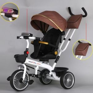 Tricycle pour enfants 4 en 1 / Poignée de poussée amovible - Capote réglable Siège rotatif Tricycle pliable à deux sens pour bébé - Product Image 5