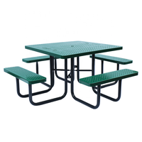 Camping commercial en plein air antique rétro métal carré table de pique-nique banc extérieur aire de jeux extérieur patio acier fer table de café