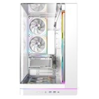 Boîtier PC Gaming ATX Full Tower, Boîtier d'ordinateur à haut débit d'air, Boîtier PC en verre trempé, Boîtier PC Gaming pour ordinateur de bureau, Blanc