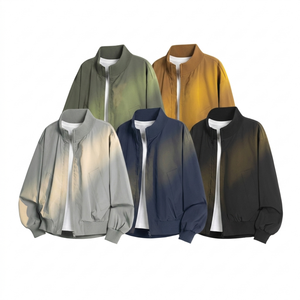 Chaqueta Harrington Minimalista Personalizada para Hombre, Talla Grande, Cuello Alto, Cierre Completo, Estilo Urbano, Informal, Abrigo Liso al por Mayor 8043 - Product Image 1