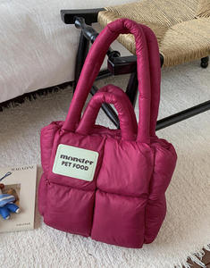 Most Popular Fashion Large Capacity Versatile Women Portable Quilted Shoulder <b>Bag</b> Daily Use Soft Cotton <b>Fluffy</b> Puffer Tote <b>Bag</b> - Product Image 5