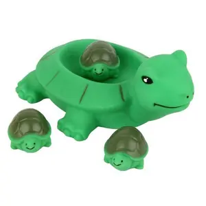 4 개 목욕 장난감 동물 물 분사 스퀴커 재미 거북이 가족 욕조 장난감 아기 유아 어린이 (녹색)