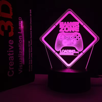 Lampu meja game animasi kartun, lampu malam dengan Remote Control pola Anime seni 3D