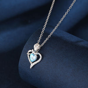 F.<span class=keywords><strong>ZENI</strong></span> Fashion 925 Sterling Silver Blue White Red Zircon Heart Rose Pendant Flower Jewelry Necklace - Product Image 4