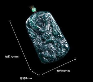 Ciondolo di Lusso in <span class=keywords><strong>Argento</strong></span> Naturale di Grado A a Forma di Drago Tridimensionale, Corpo Spesso, Alta Qualità, Texture Ghiaccio Verde - Product Image 3