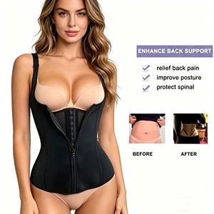 Faja Reductora <span class=keywords><strong>de</strong></span> Cintura <span class=keywords><strong>de</strong></span> Látex y Nailon con Cremallera y 3 Hileras <span class=keywords><strong>de</strong></span> Ganchos, Ajustable, para Uso Diario, Entrenamiento y Recuperación Postparto - Product Image 3