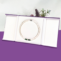 Boîte à bijoux rectangulaire de luxe en velours, anti-poussière, à double ouverture, personnalisée en gros, pour l'emballage de bijoux (perles, chaînes cubaines)