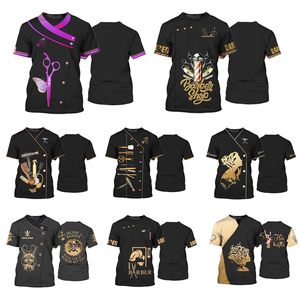 เสื้อยืดสำหรับช่างตัดผมสำหรับผู้ชายเสื้อแฟชั่นคอกลมทรงโอเวอร์ไซส์สำหรับฤดูร้อน - Product Image 4