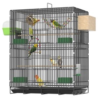 Grande cage de reproduction d'oiseaux de luxe à deux niveaux, motif solide, pliable, avec plateau en fer et plastique, boîte simple en métal pratique pour reptiles