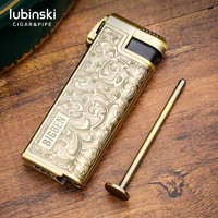 Briquet à gaz BIGBEN Classique de Luxe en Alliage, Motif Vintage, Multifonctionnel, avec Grattoir, Flamme Oblique Réglable, Portable