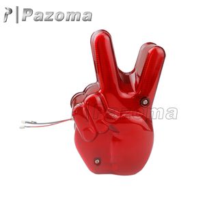Feu arrière LED rouge pour <span class=keywords><strong>Harley</strong></span> Chopper Bobber <span class=keywords><strong>Scrambler</strong></span> Vintage Cafe Racer moto victoire main 12V LED feu stop signe de paix - Product Image 1