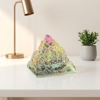 Mini Statue de Sommet de Montagne en Cristal, Ornement en Verre Électroplaqué Coloré pour Bureau et Décoration Esthétique de la Maison