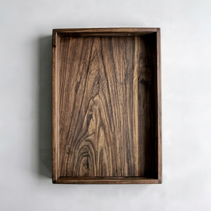 Natural Walnut Wood Serving <b>Tray</b> Wooden Food Plate Rectangular <b>Dinner</b> <b>Tray</b> with Raised Edge for Home Restaurant - Product Image 1