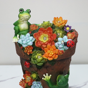 Design personalizzato a energia solare/resina riccio rana succulenta decorazione del giardino scultura artigianato popolare solare - Product Image 2