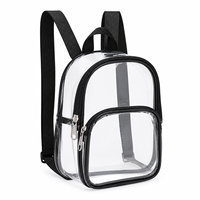 Mini sac à dos transparent en PVC approuvé pour les stades, avec deux compartiments zippés, bretelles réglables, sac d'école transparent, concert, festival