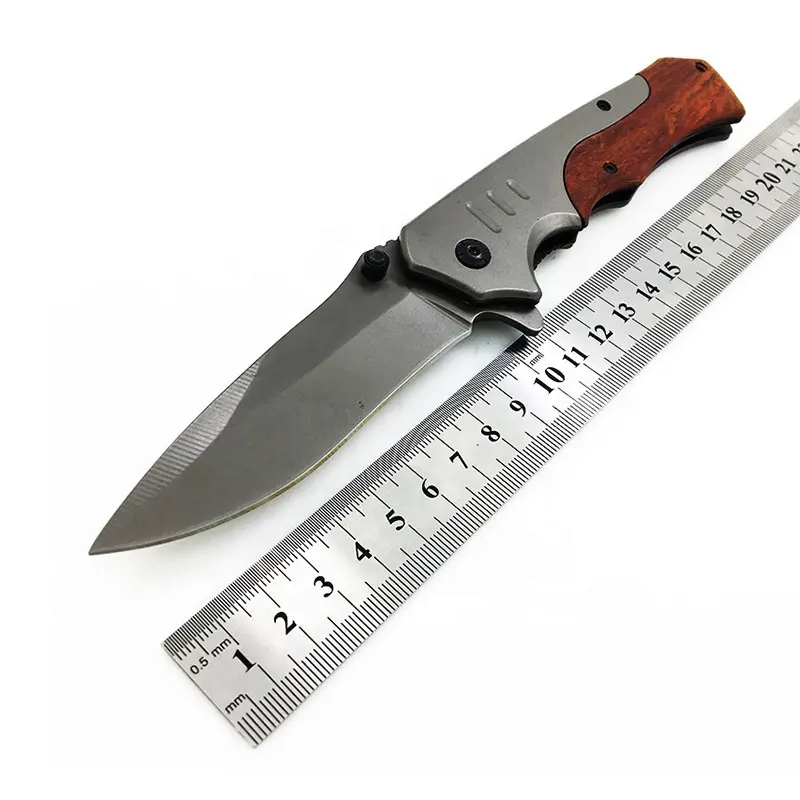 En iyi ahşap katlanır bıçak 440 Blade ile tüm çelik + kırmızı ahşap saplı Lark çakı Cuchillos