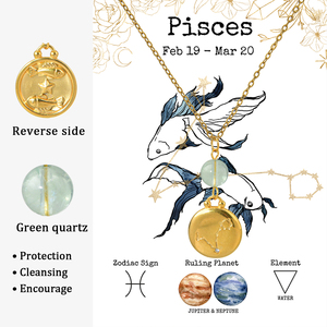 Collar con colgante del zodiaco de doble cara a la moda para mujer con tipo de cadena de cuentas de cristal de piedra natural - Product Image 6