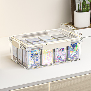 Card Storage Box Transparent Acrylic Compartmentalized Desktop Organizer For Toys Collectibles 2 Tier Stackable With Lid - Product Image 2