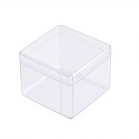 Boîte de rangement carrée pour gâteaux et bonbons en plastique recyclable de qualité alimentaire de 8,5 cm avec couvercle transparent, option de logo personnalisé, emballage en vrac