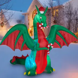 8ft Green Dragon With Candy Inflatable Christmas Decoration Outdoor Party Ornament Xmas Supplies