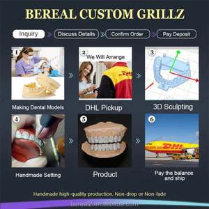 Estilo Hip Hop chapado en oro Moissanite Grillz Custom Round Brilliant Cut Vvs Diamond 925 Silver Grilliz para dientes - Product Image 5