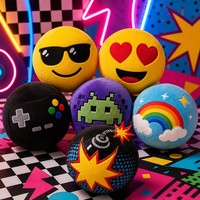 Ensemble de jouets en peluche personnalisés Kawaii à expressions, style rétro, poupée en peluche, coussin de canapé, cadeau de fête pour enfants