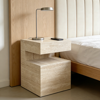 Table basse décorative en travertin naturel, design moderne français, écologique, table d'appoint de luxe, table de chevet pour canapé